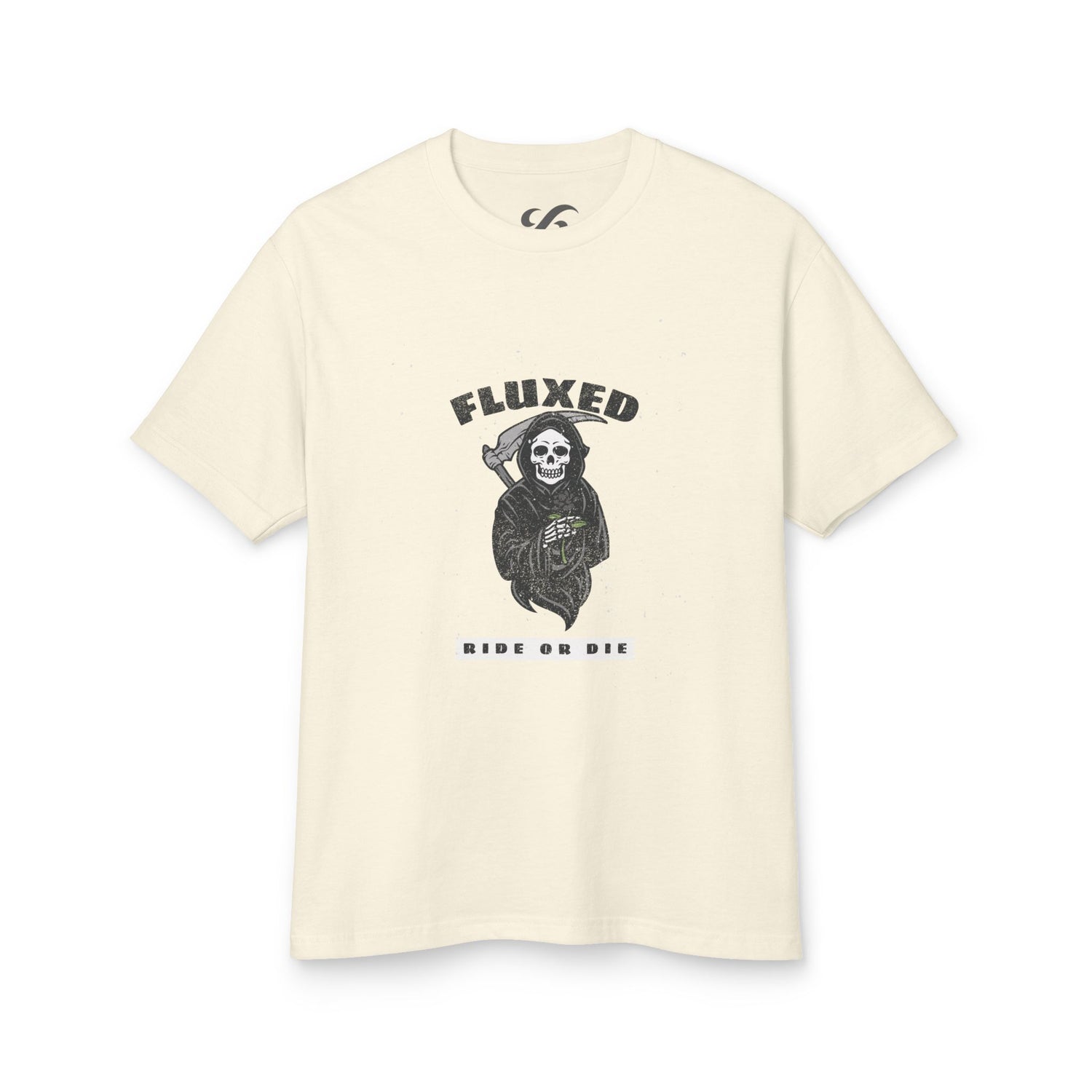 Fluxed Skull Tee — 'Ride or Die' Vintage Reaper Graphic T-Shirt