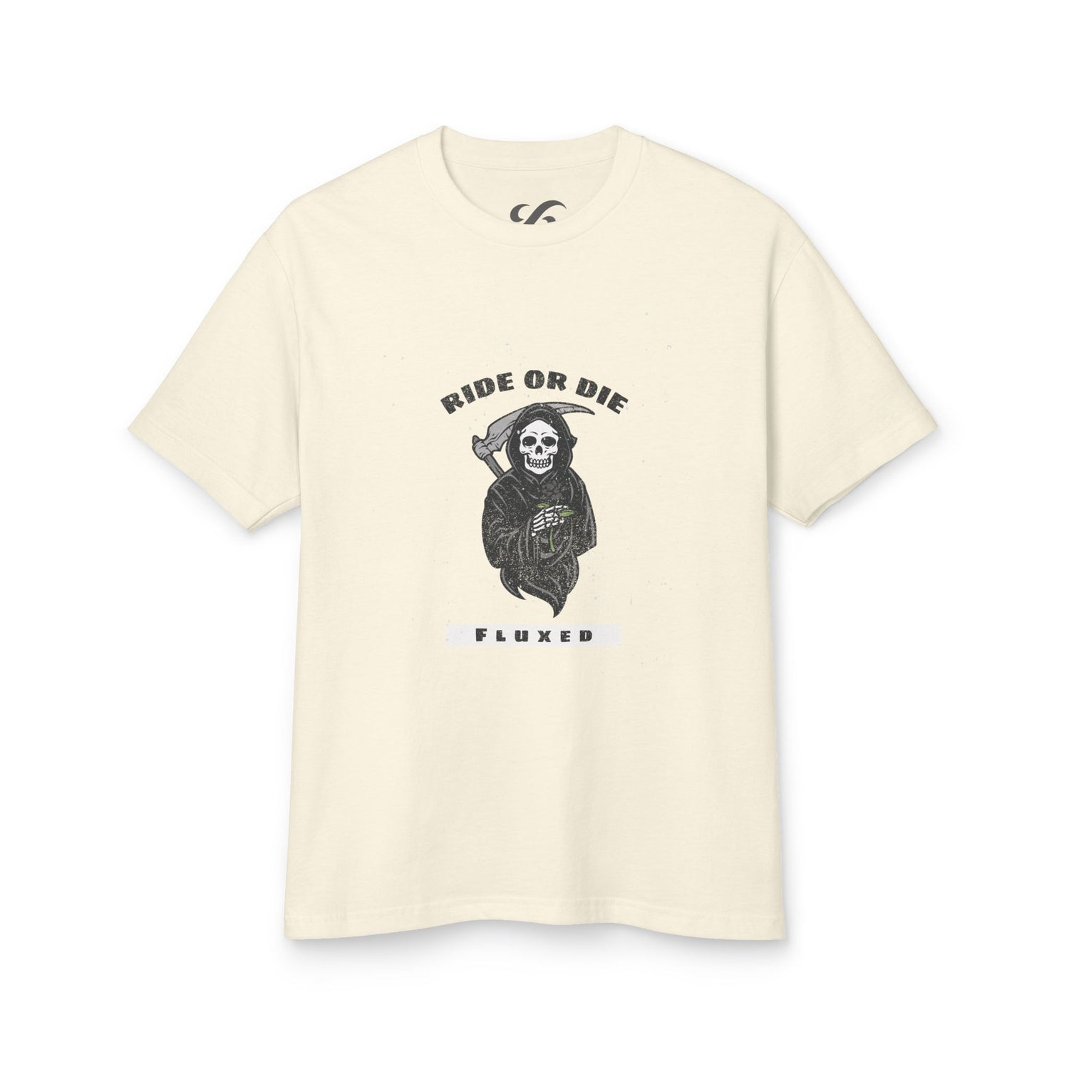 Fluxed Skull Tee — 'Ride or Die' Vintage Reaper Graphic T-Shirt