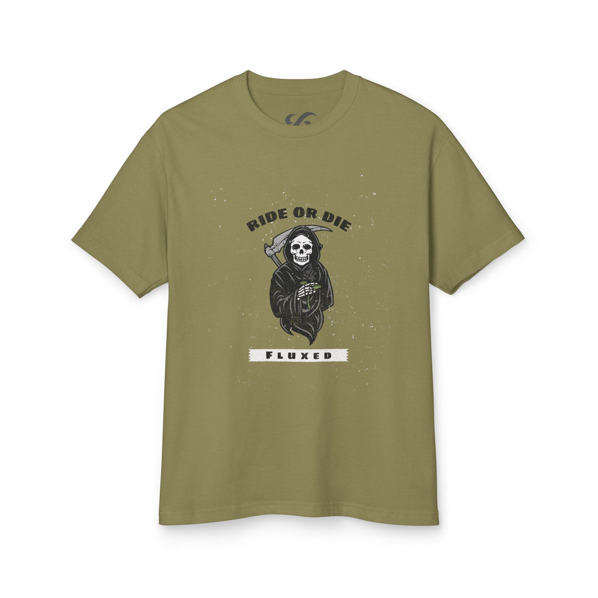 Fluxed Skull Tee — 'Ride or Die' Vintage Reaper Graphic T-Shirt