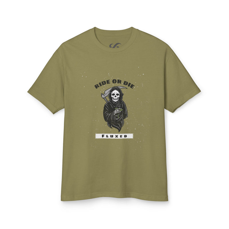 Fluxed Skull Tee — 'Ride or Die' Vintage Reaper Graphic T-Shirt