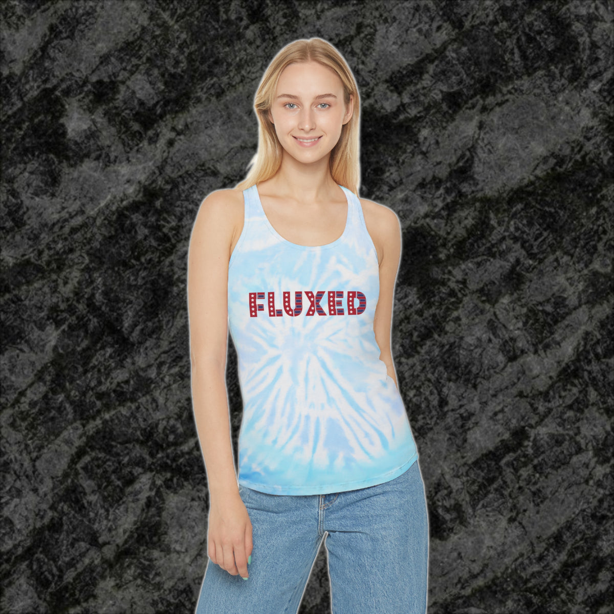 Land des freien Tie Dye Racerback-Tank 
