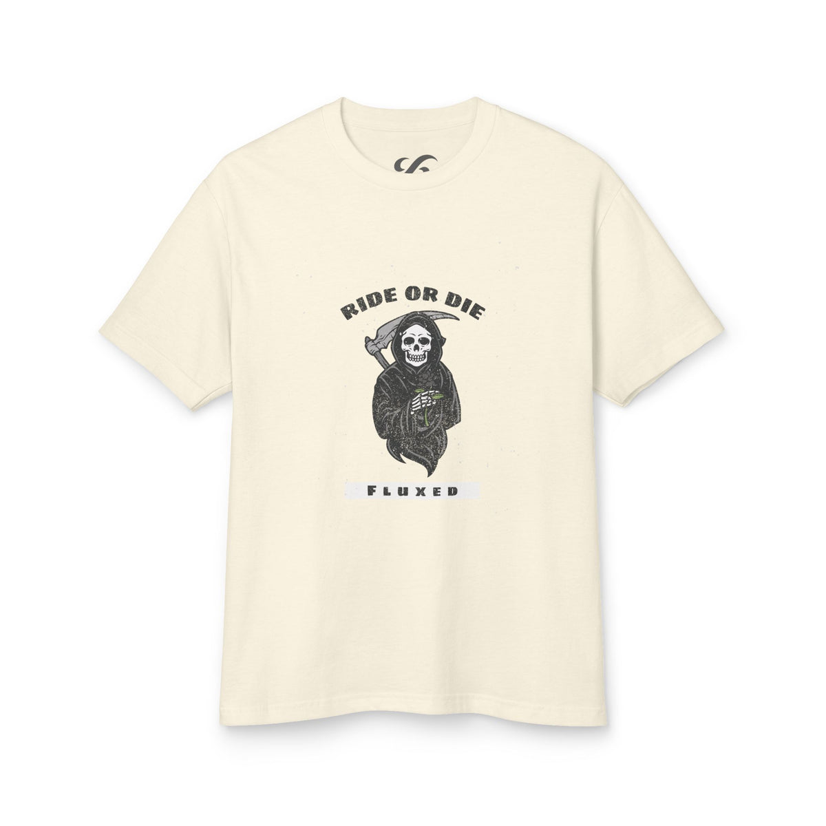 Fluxed Skull Tee — 'Ride or Die' Vintage Reaper Graphic T-Shirt
