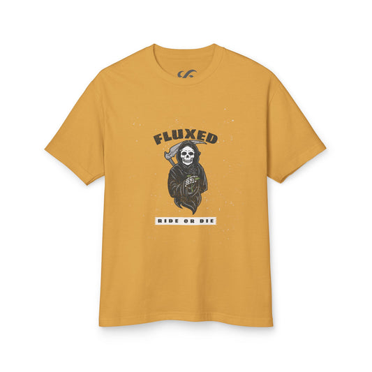 Fluxed Skull Tee — 'Ride or Die' Vintage Reaper Graphic T-Shirt